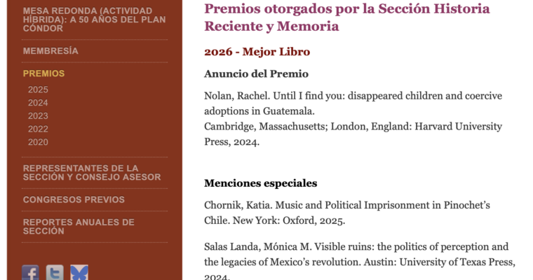 Book Award for Visible Ruins: The Politics of Perception and the Legacies of Mexico’s Revolution